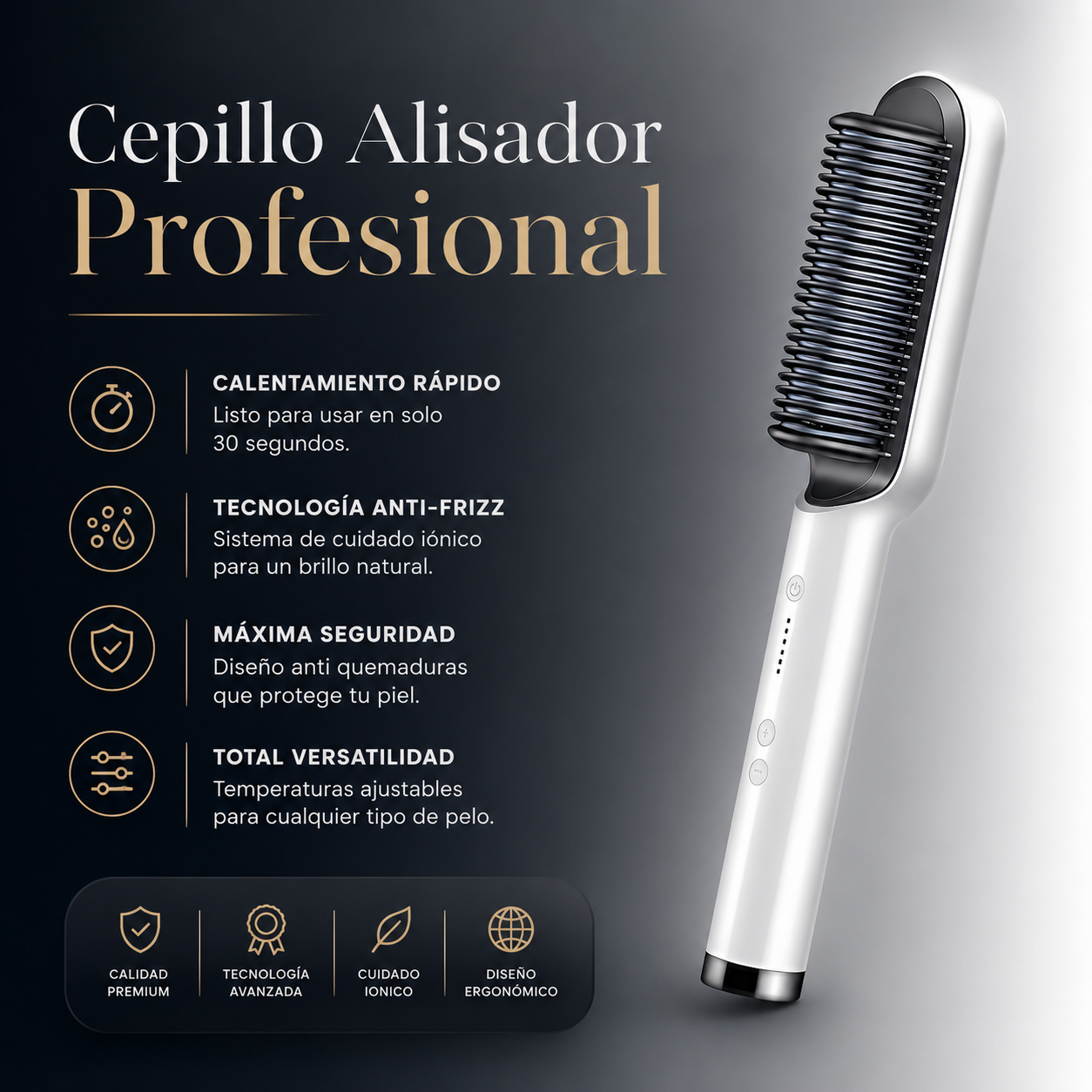 Cepillo Alisador de Cabello Profesional 2 en 1